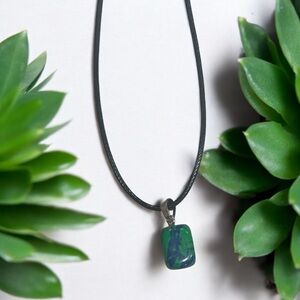 Rainbow Calsilica Jelly Bean Pendant Necklace